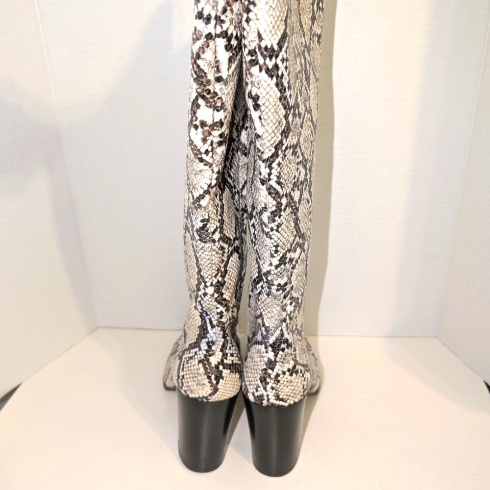 Kenneth Cole New York Snakeskin Print‎ High Boots Block Heel NWOB Size 7.5 - Picture 5 of 13